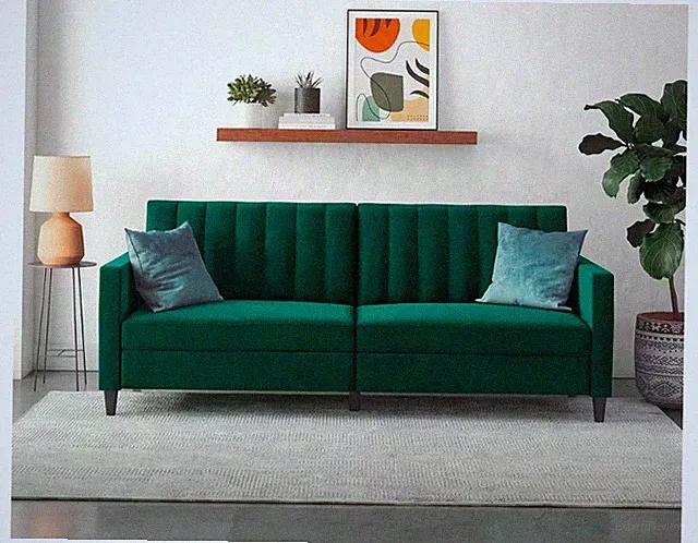 Dorel Home Celine Schlafsofa 3-Sitzer Samt grün Bettfunktion verstellbar