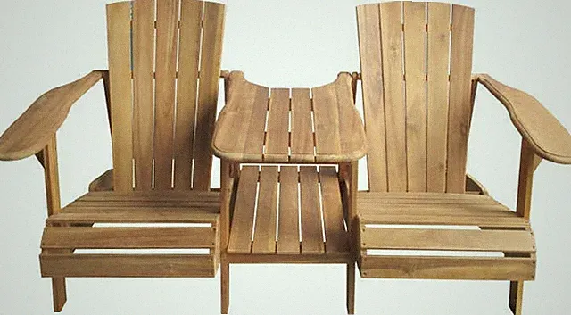 Double Relax-Chair natur Garten Sitzecke Gartenstühl mit Tisch