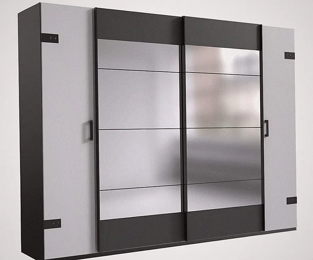 Dreh-/Schwebetürenschrank Stockholm Kleiderschrank 270x65x210cm graphit weiß (18