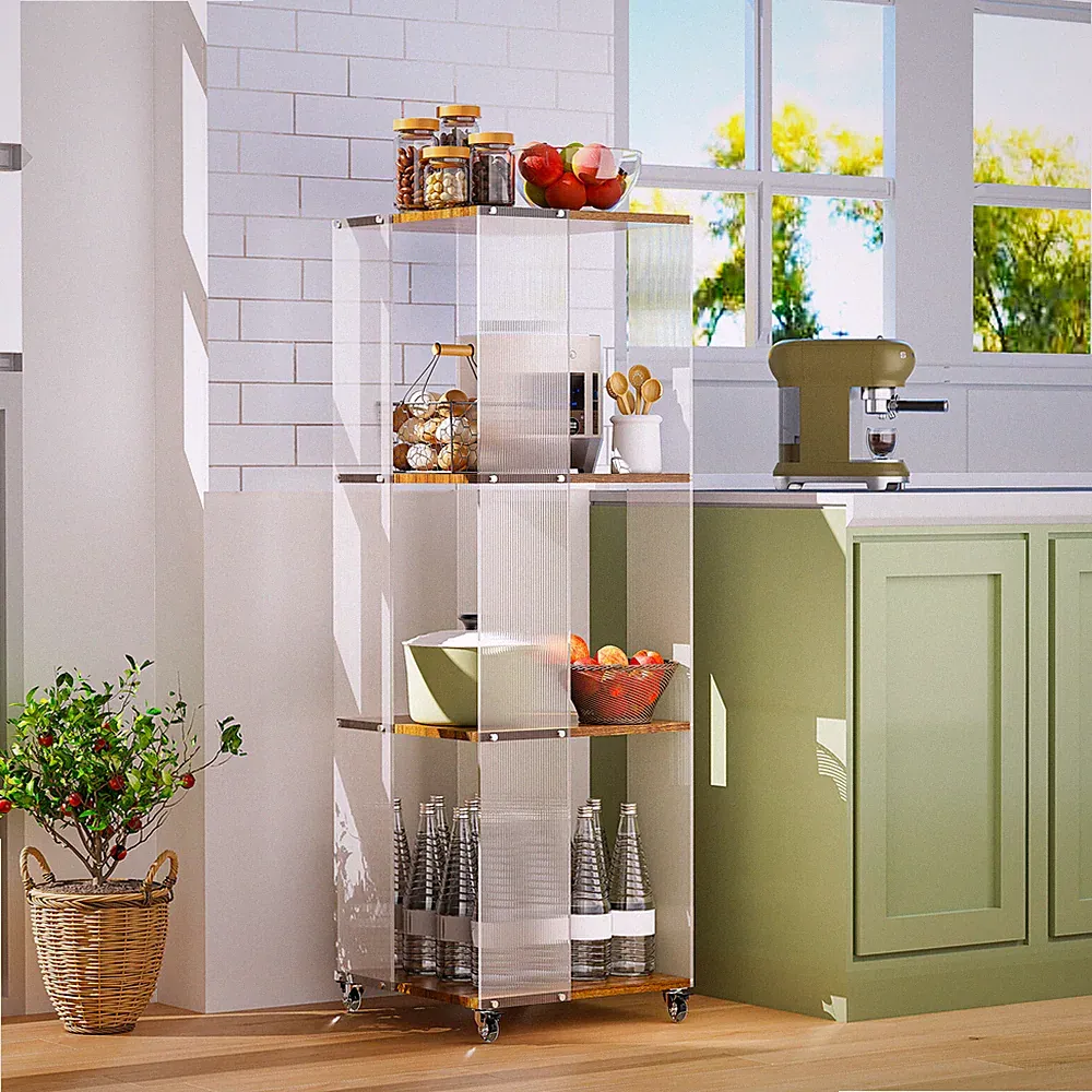 Drehbare Vitrine schmaler Aufbewahrungs-Organizer 4-stufige Bücherregale Acryl