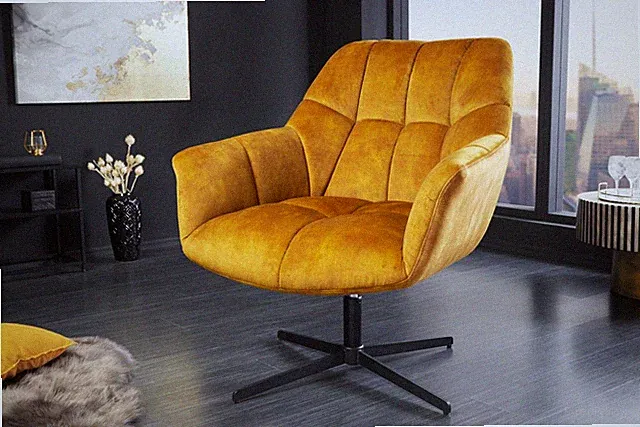 Drehbarer Sessel PAPILLON - AUSWAHL - Stoff Samt Metall - 360° höhenverstellbar