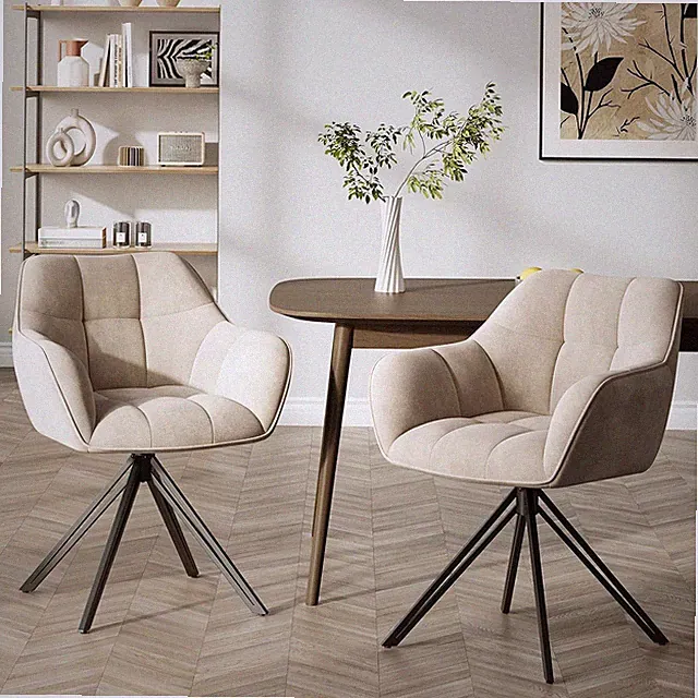 Drehstühle Für Esszimmer 2Er Set Drehbare Polsterstühle Mit Armlehnen Und Rücken