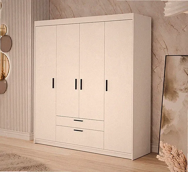 Drehtürenschrank Bailar 4D Kleiderstange Einlegeboden Schrank Kleiderschrank