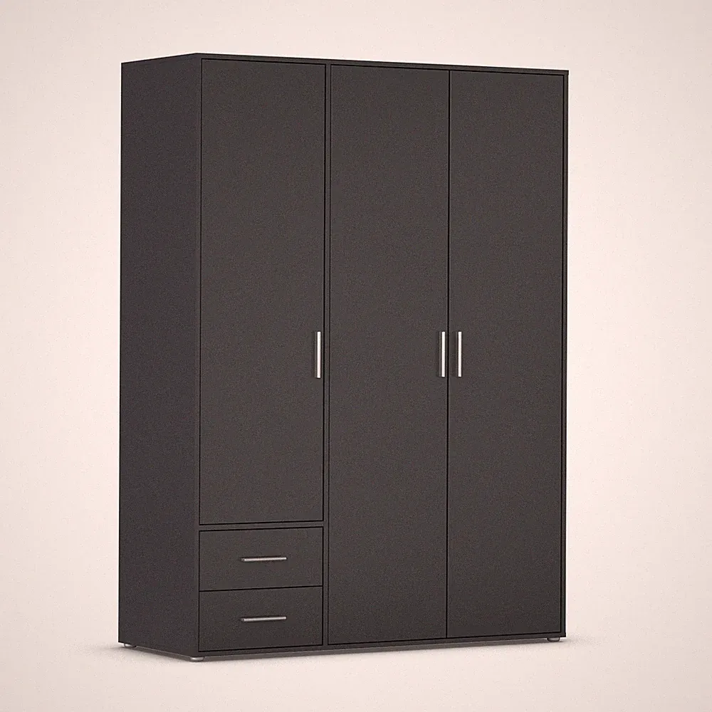 Drehtürenschrank - grau metallic - 140 cm Kleiderschrank Schrank