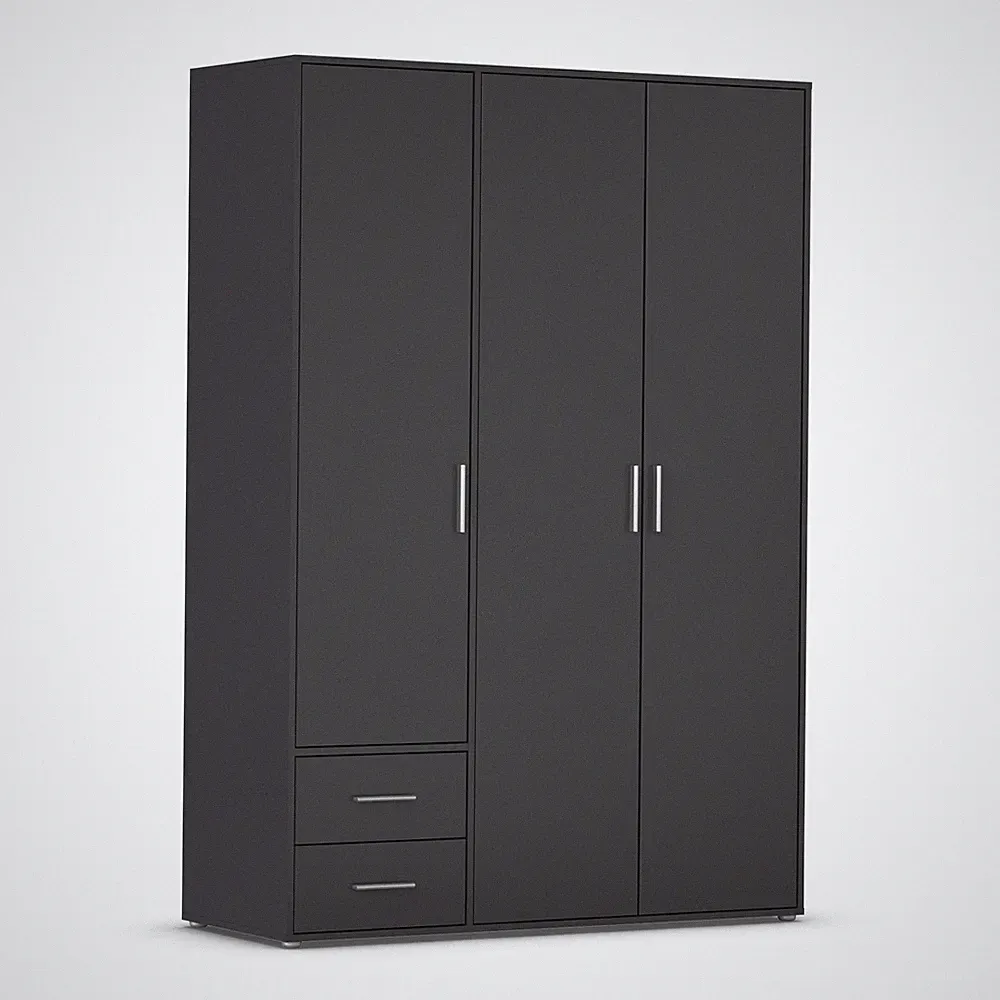 Drehtürenschrank - grau metallic - 140 cm Kleiderschrank Schrank