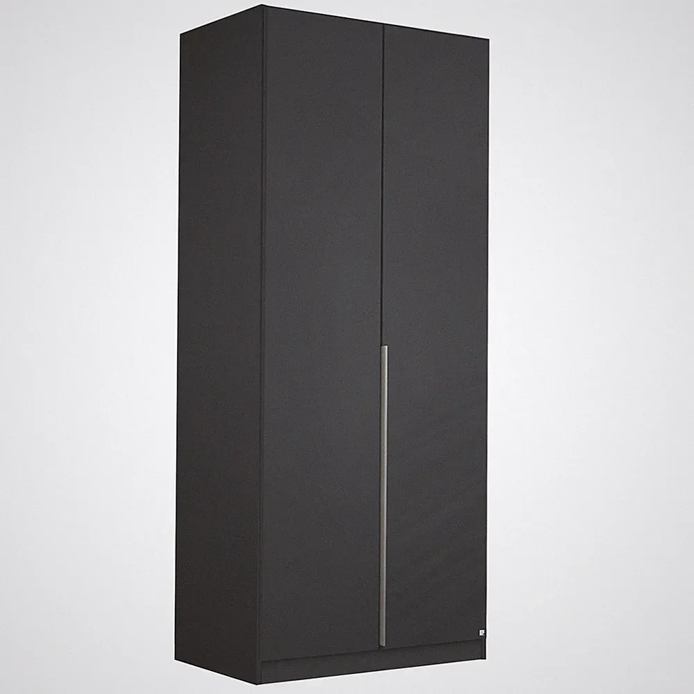 Drehtürenschrank - grau metallic - 2-türig - 91x210 cm Kleiderschrank Schrank