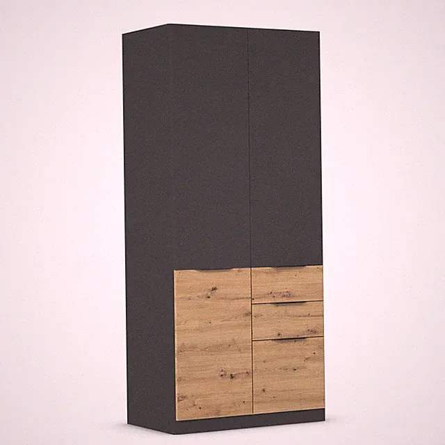Drehtürenschrank - grau metallic - Artisan Eiche - 197 cm Kleiderschrank Schrank
