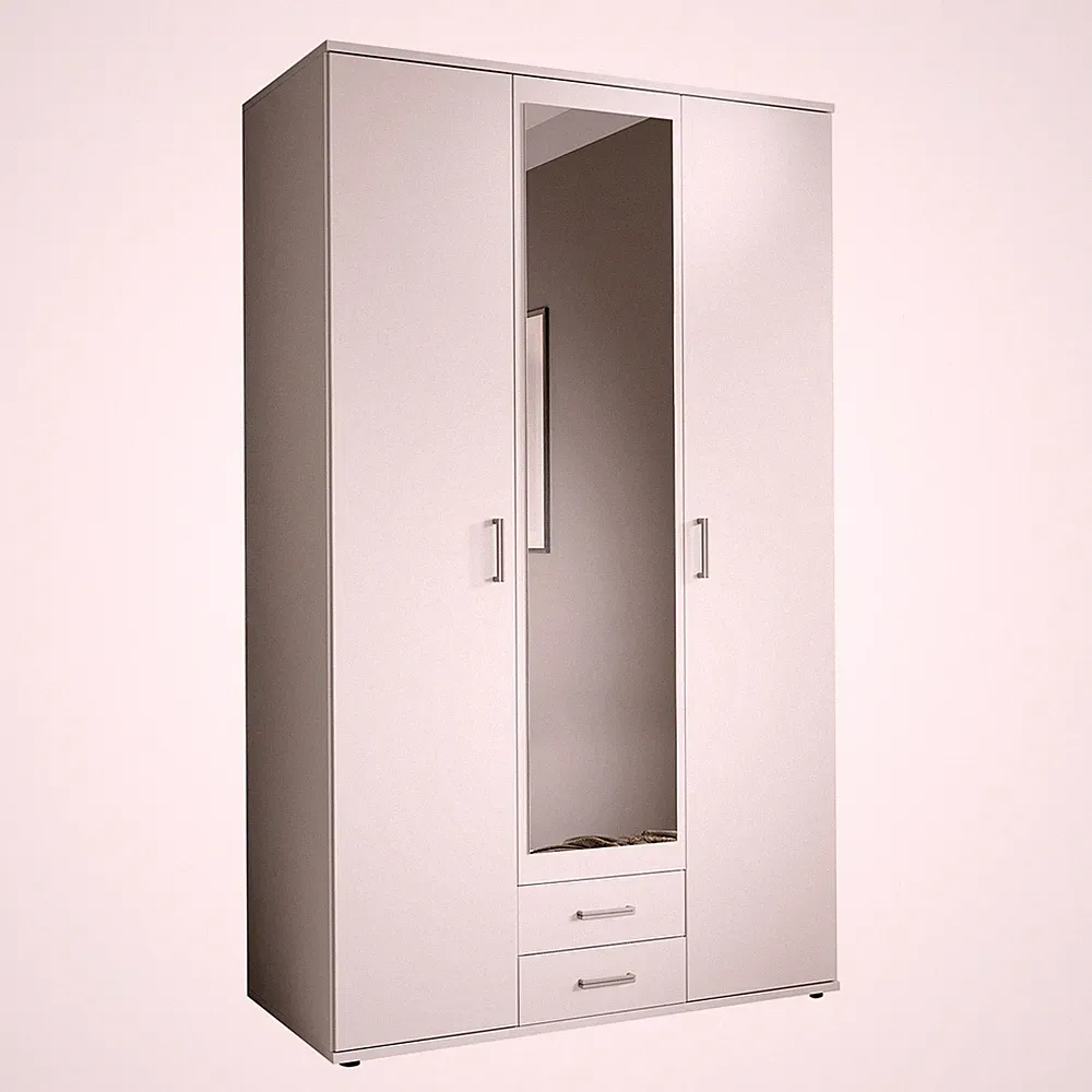 Drehtürenschrank - weiß - Spiegel - 195 cm Kleiderschrank Schrank