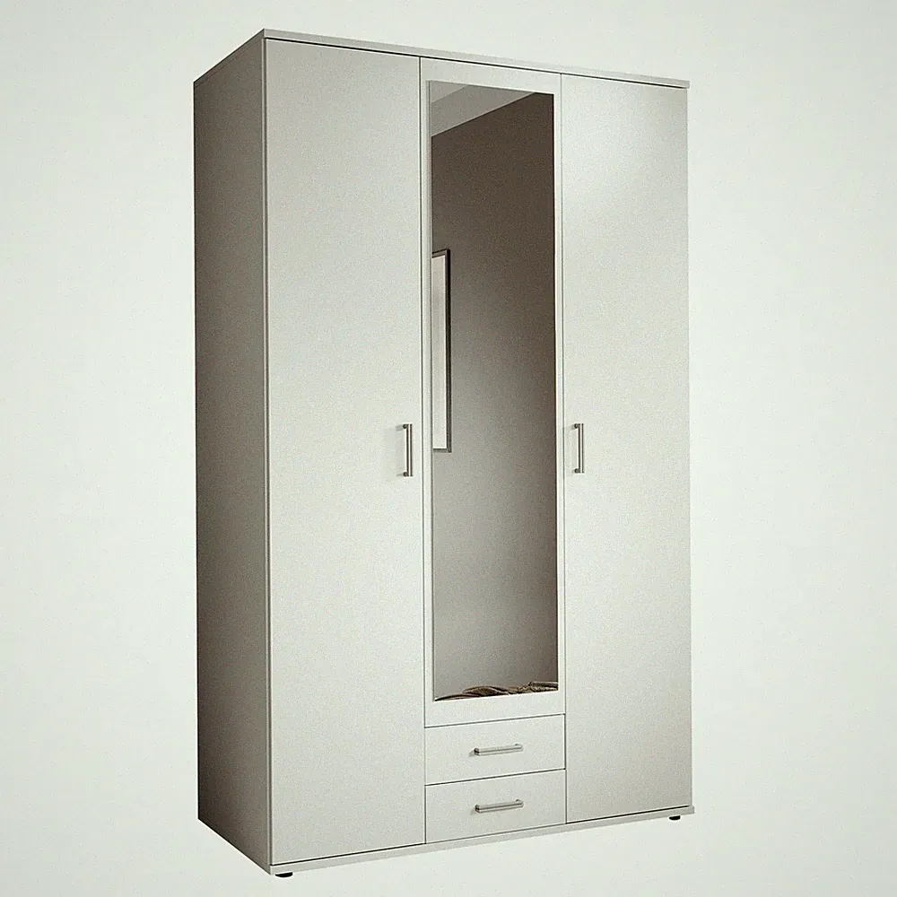 Drehtürenschrank - weiß - Spiegel - 195 cm Kleiderschrank Schrank
