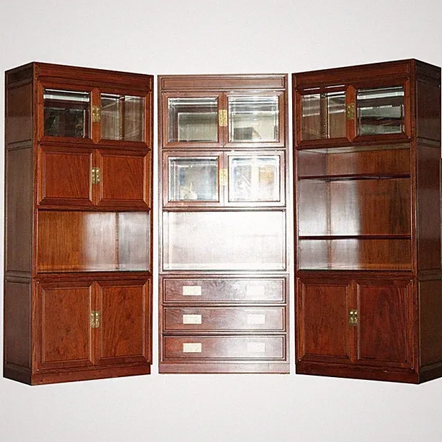 DREI ALTE CHINESISCHE PALISANDER MILITÄRFELDZUG BÜCHERREGAL GETRÄNKESCHRANK SCHUBLADEN