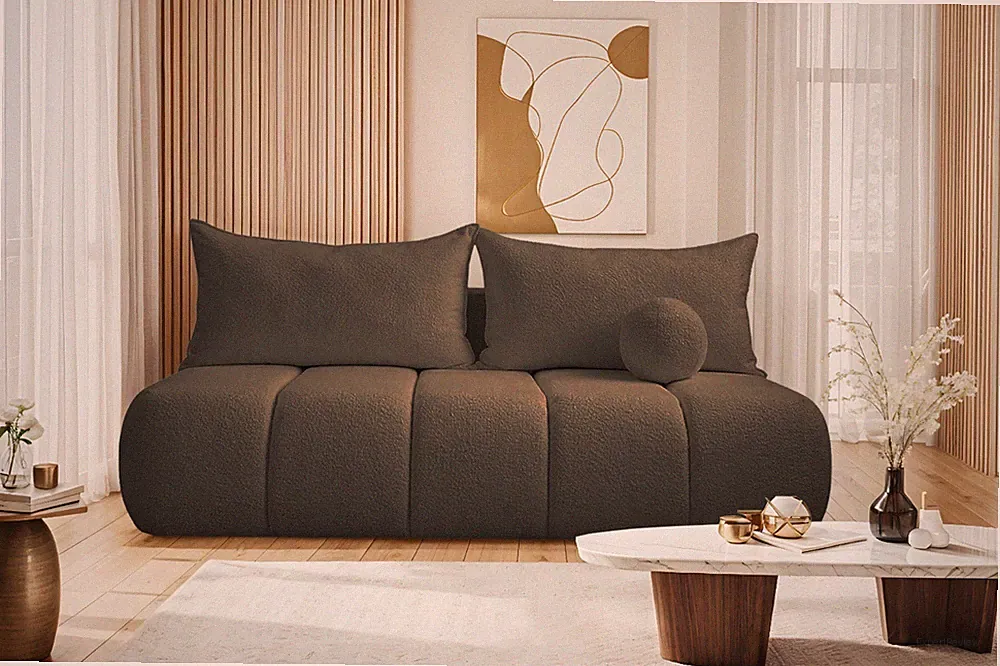 Dreisitziges Sofa PIANO mit Schlaffunktion Dunkelbraun