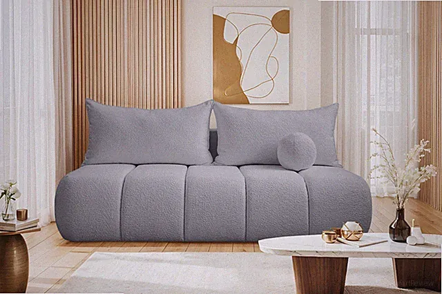 Dreisitziges Sofa PIANO mit Schlaffunktion Grau