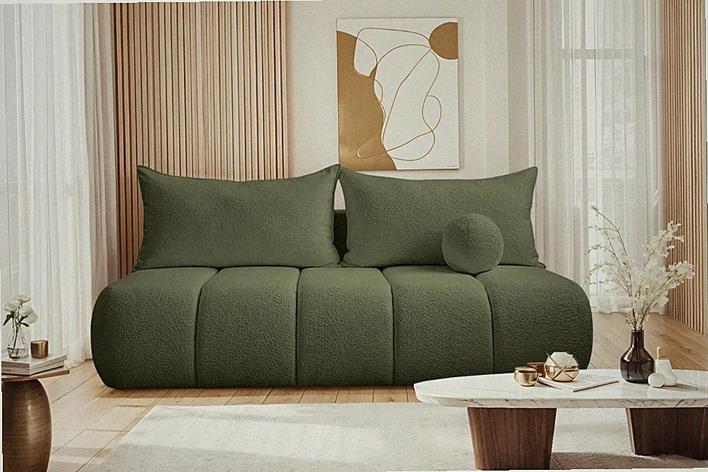 Dreisitziges Sofa PIANO mit Schlaffunktion Olive