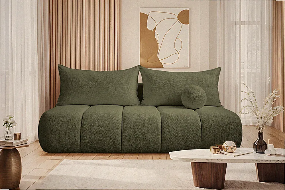 Dreisitziges Sofa PIANO mit Schlaffunktion Olive