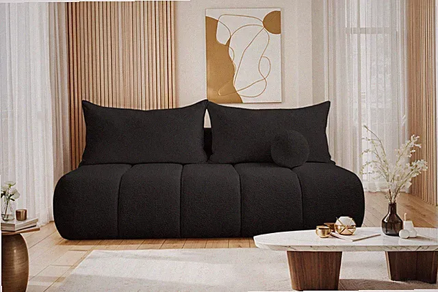 Dreisitziges Sofa PIANO mit Schlaffunktion Schwarz