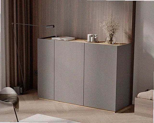 DREITRÜGIGE KOMMODE SMART 130x90x37cm SCHREIBTISCH ANTHRAZIT EICHE ARTISAN