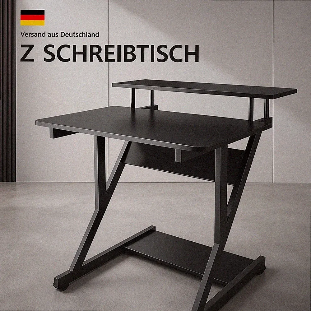 Dripex Computertisch Mit Rollen Z Schreibtisch Home Office Schwarz