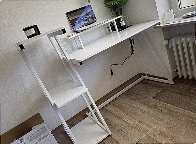 Dripex Computertisch Weiß 120x50x75cm Metall mit 3 Regalen
