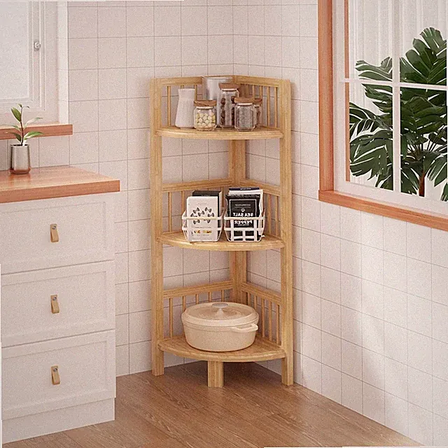 Dripex Eckregal Stehend, Badezimmerregal 3 Ablagen, 89X30X30Cm, Bambus Standrega
