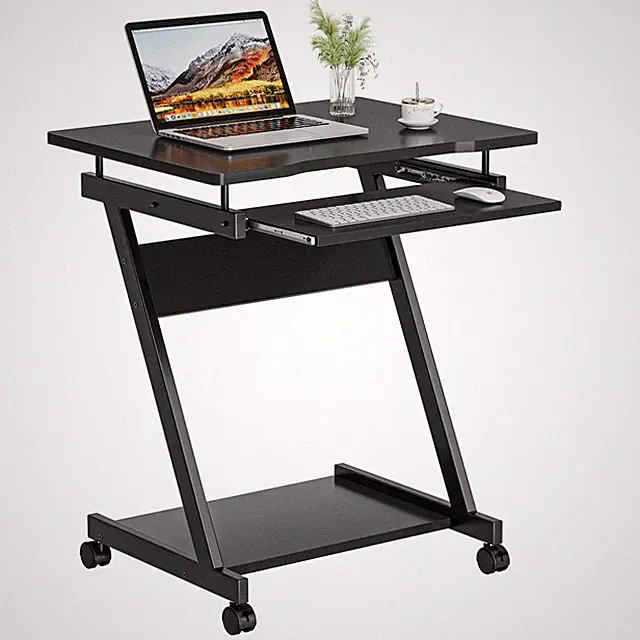 Dripex Mobiler Computertisch Z-Form mit Schiebe 62 x 48 x 73 cm, schwarz