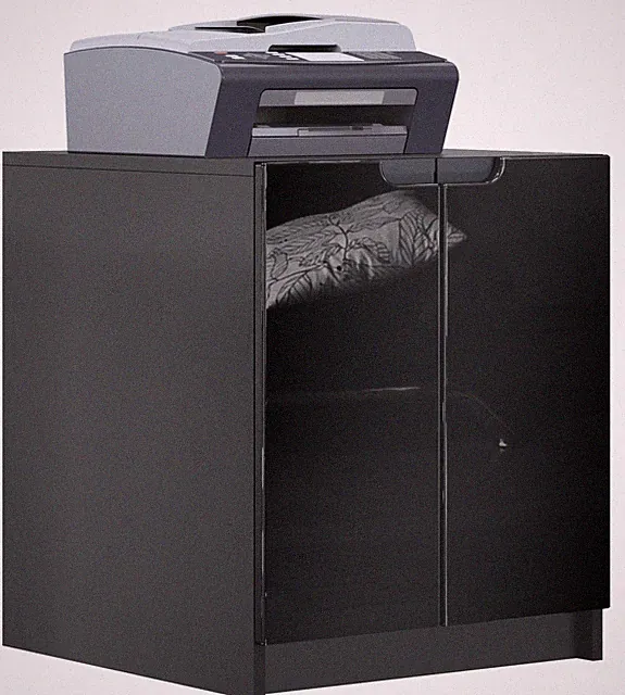 Druckerkommode Aktenschrank Kommode Logan in Schwarz matt, Hochglanz Naturtöne