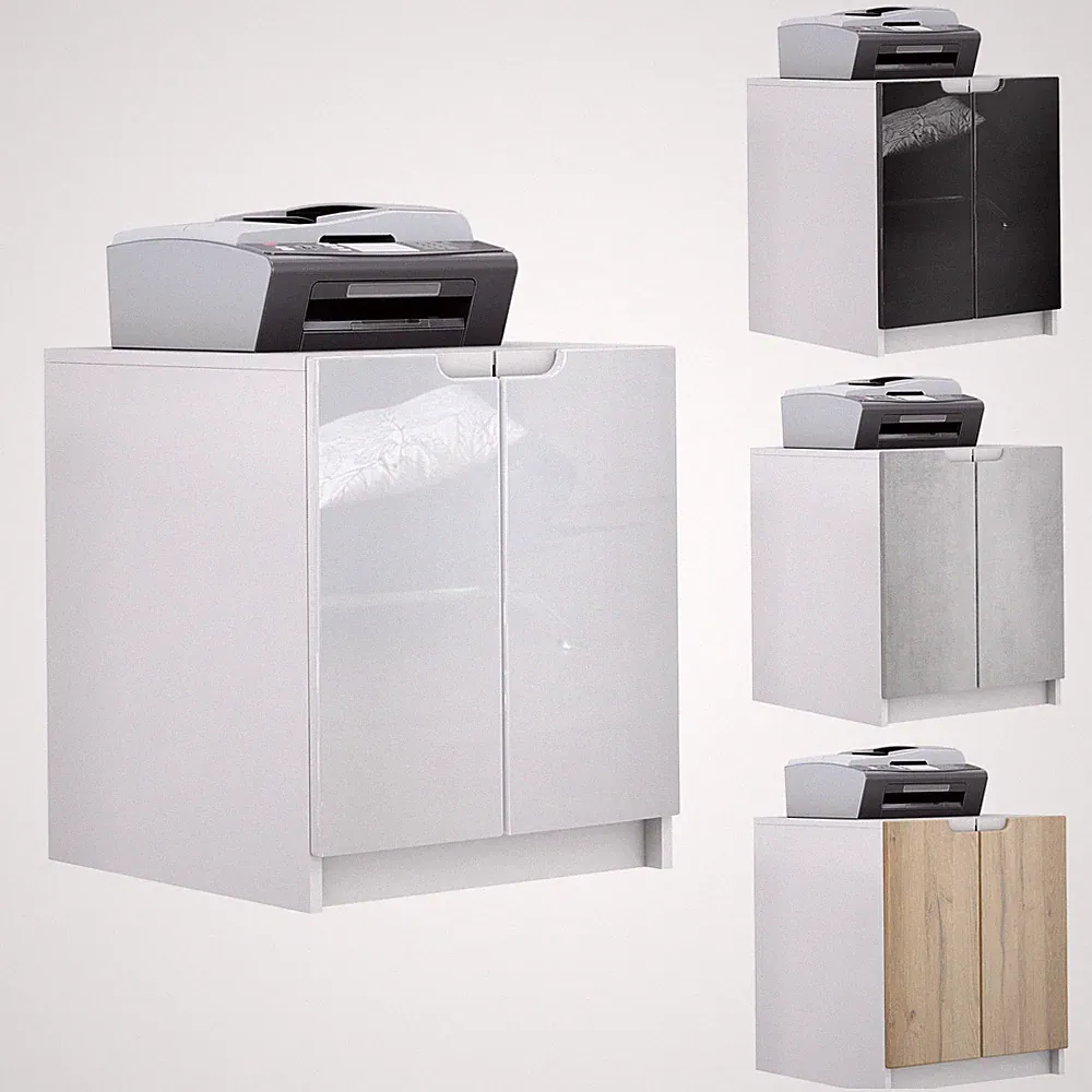 Druckerkommode Aktenschrank Kommode Logan in Weiß matt, Hochglanz Naturtöne