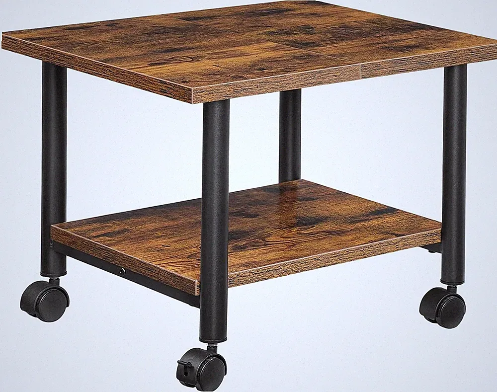 Druckertisch mit arretierbaren Rädern, 2 Ebenen, Industrie-Design, Rollcontai...