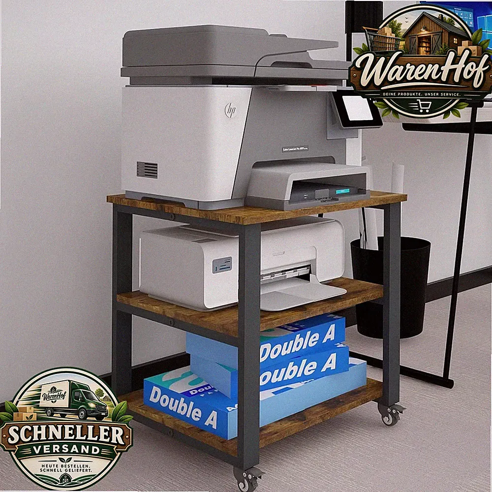 Druckertisch mit Rollen 3-Ebenen 50 x 50 x 50 cm Druckerständer Möbel