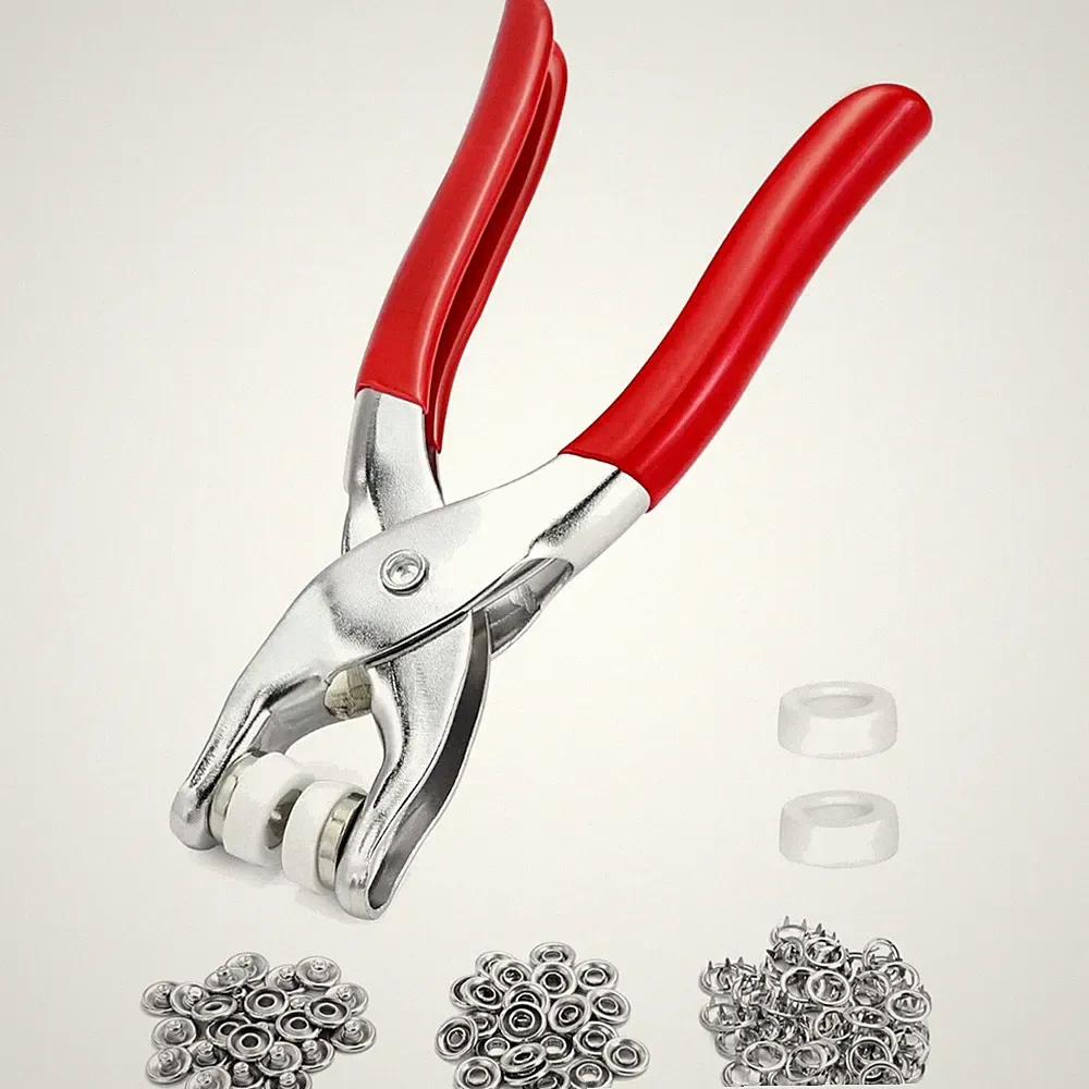 Druckknopf Set 100 Stück mit Zange für Kleidung Möbel Basteln Rot Silber