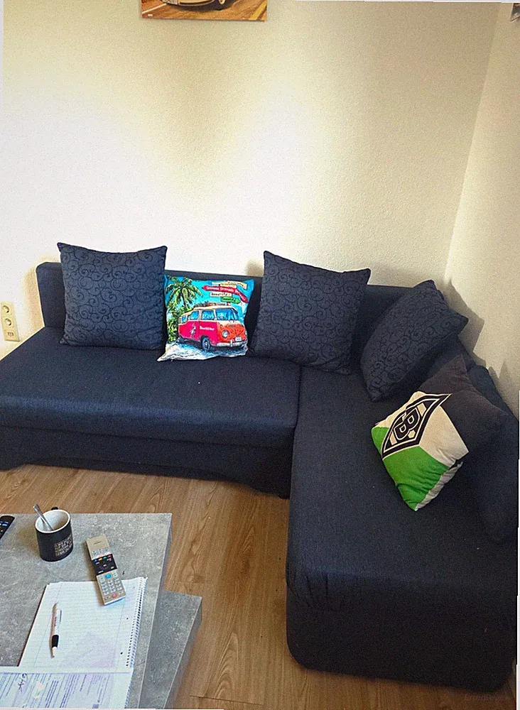 Dunkelblaues Ecksofa L-Form/Schlafsofa 200x200 cm Polyester 3-Sitzer m. Kissen