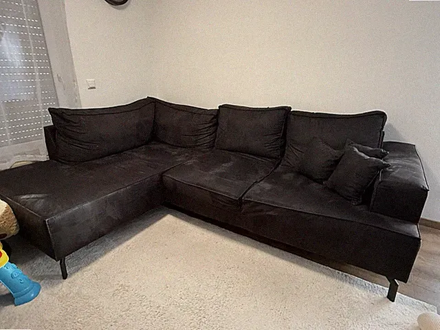 Dunkelbraune L-Couch / Sofa / Ecksofa