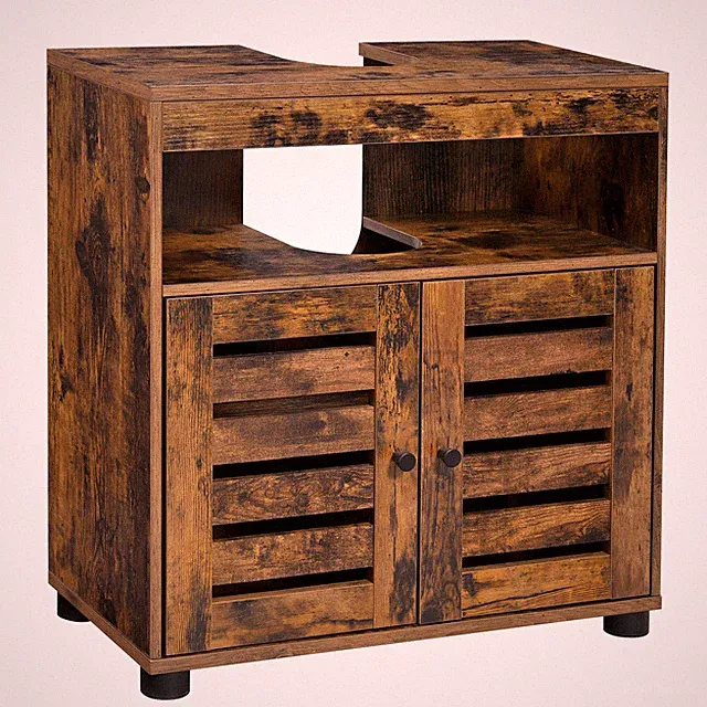 Dunkelbrauner Badezimmerschrank unter dem Waschbecken für Handtücher BEGRYF 60x3