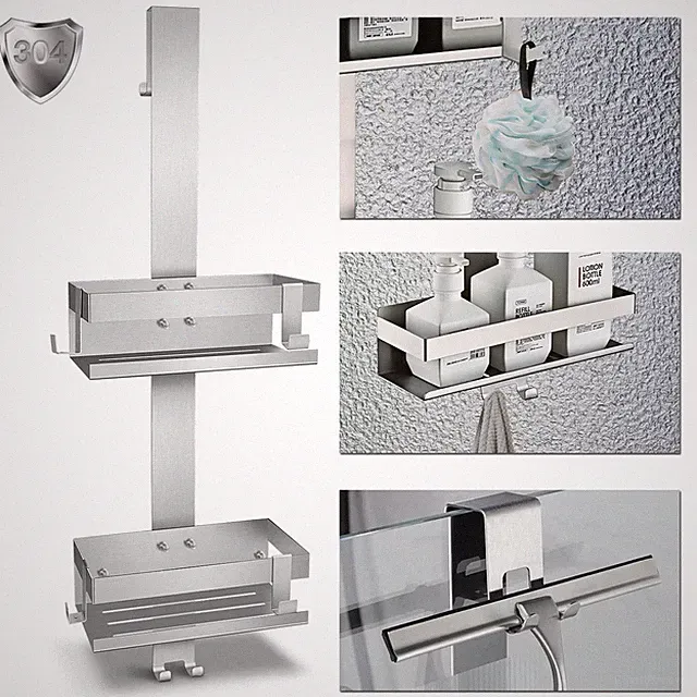 Duschablage zum Hängen Edelstahl Duschregal ohne Bohren 2 Körbe Duschorganizer
