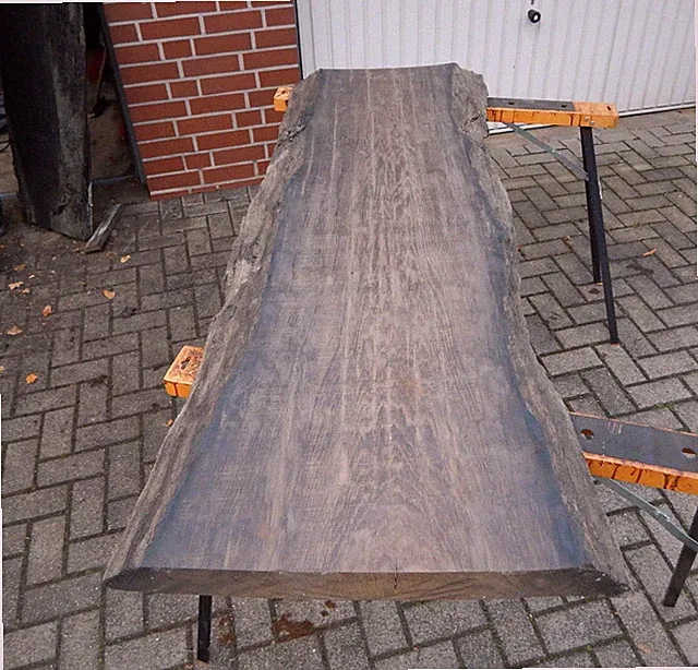 E1 Mooreiche 159x66 Couch Wasch Tisch Platte Rustikal Bohle Brett Bog Oak UNIKAT