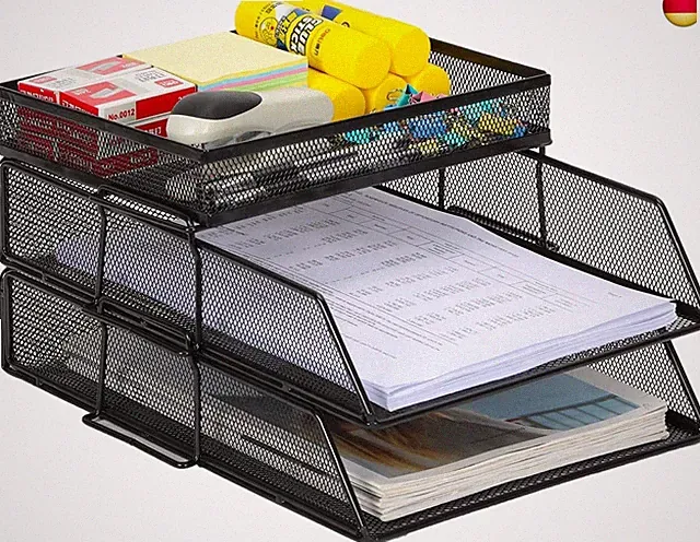 EasyPAG 3 Stück A4 Stapelbar Metall Büro Schreibtisch Organizer D