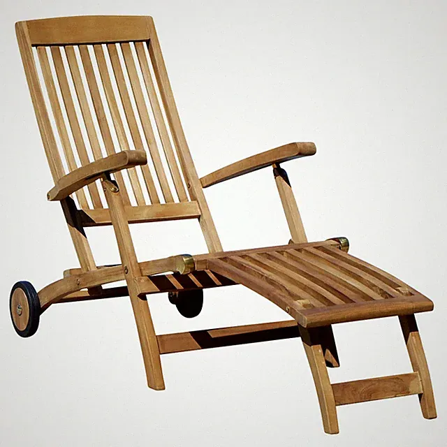ECHT TEAK STEAMER DECKCHAIR Liegestuhl Klappsessel Holz mit Rädern LUNA
