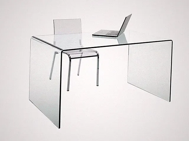Echtglas Schreibtisch Glastisch CHANDRA B120xT60xH75 cm Bürotisch Computertisch
