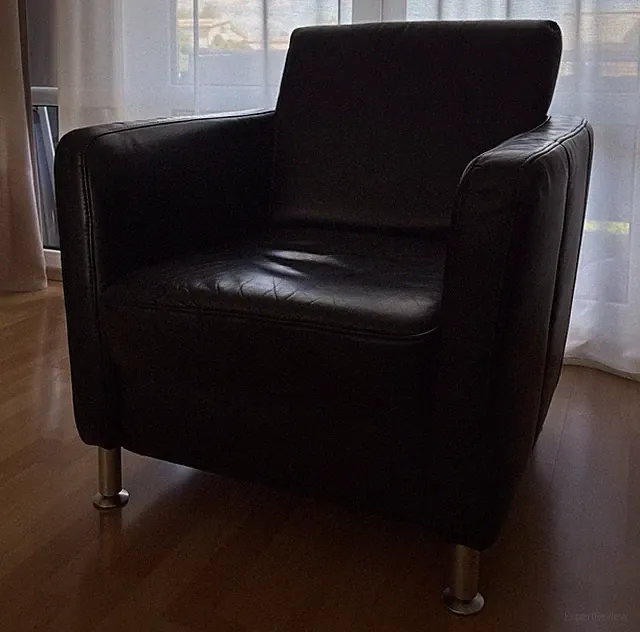 Echtleder Ledersessel - Schwarz - Sehr Gepflegt - 80x90x90 cm 1-Sitzer