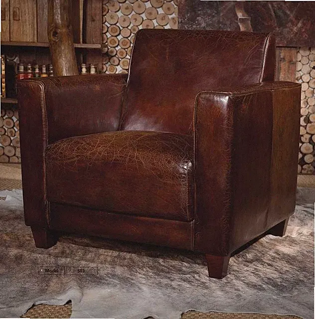 Echtleder Vintage Sessel Ledersessel Braun Design Clubsessel Lounge Antik NEU