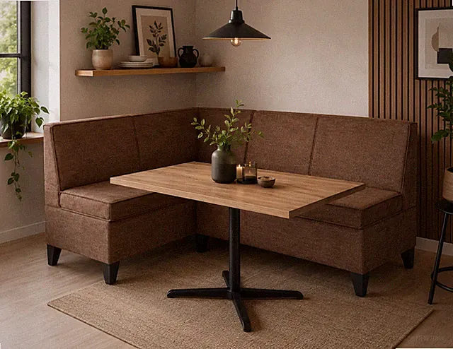 Eckbank Look BRAUN CORD STOFF Sitzbank Polsterbank Truhenbank Stauraum 167x120