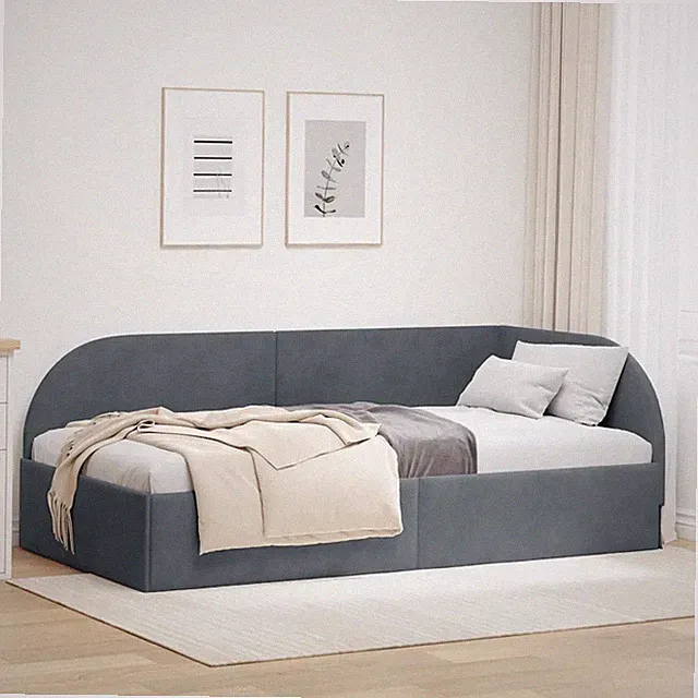 Eckbettgestell mit Kopfteil Samt Samtbett Platzsparendes Bett Rahmen vidaXL