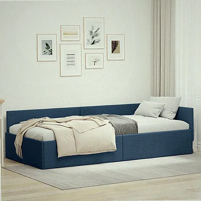 Eckbettgestell mit Kopfteil Stoff Tagesbettrahmen Platzsparendes Bett vidaXL