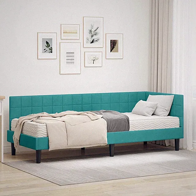 Eckbettgestell mit Matratze mit Kopfteil Samt Plattformbett Samtbett vidaXL