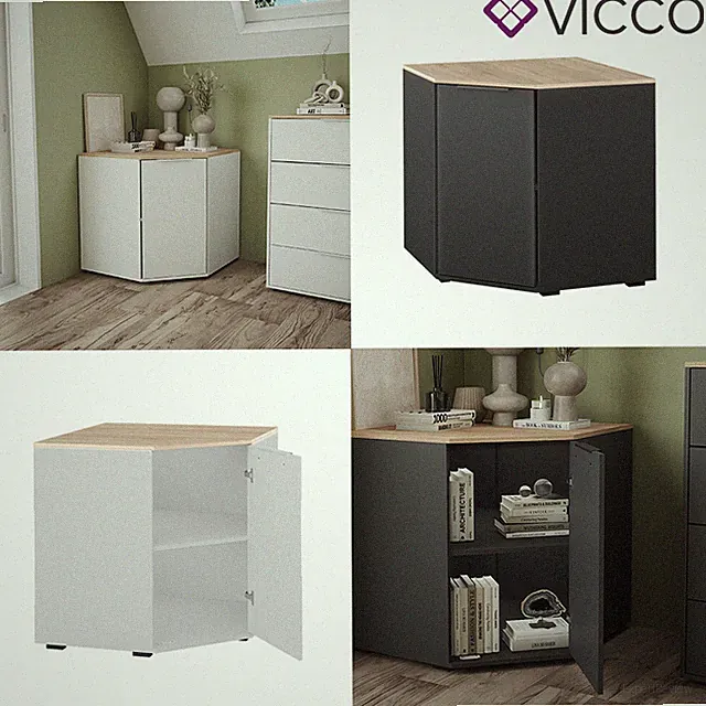 Eckkommode Betti 78 x 78 cm Wohnzimmer 1 Tür Vicco