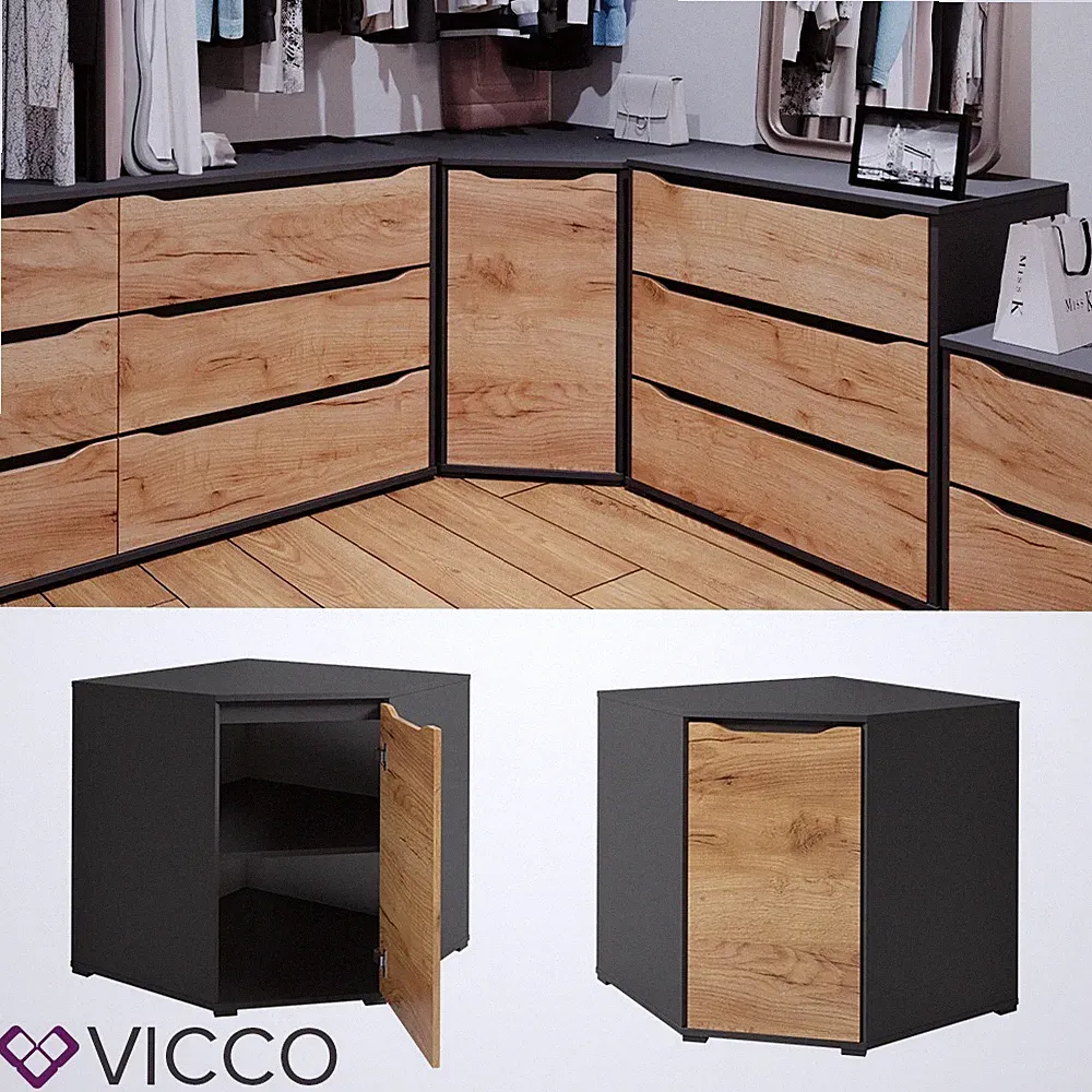 Eckkommode Ruben 78 x 77 cm Anthrazit Eiche Schrank Vicco