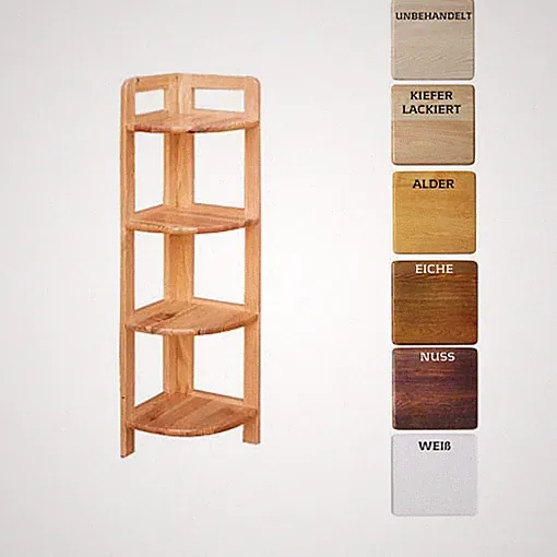 ECKREGAL 4 BÖDEN 126x30x30 CM BÜCHERREGAL KIEFER MASSIVHOLZ BÜROREGAL WEIß