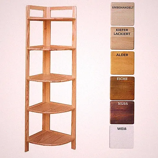 ECKREGAL 5 BÖDEN 161 CM BÜCHERREGAL KIEFER MASSIVHOLZ BÜROREGAL WEIß