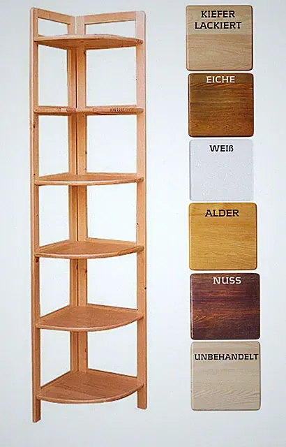 ECKREGAL 6 BÖDEN 196 CM BÜCHERREGAL KIEFER MASSIVHOLZ BÜROREGAL WEIß