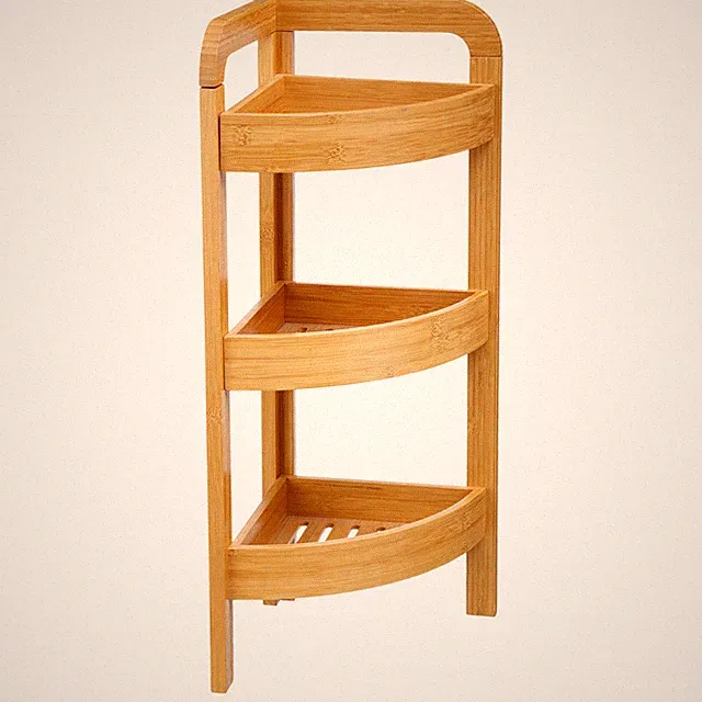 Eckregal Bambusregal Badezimmerregal Badregal Badeckregal Holzregal 3 Ablagen