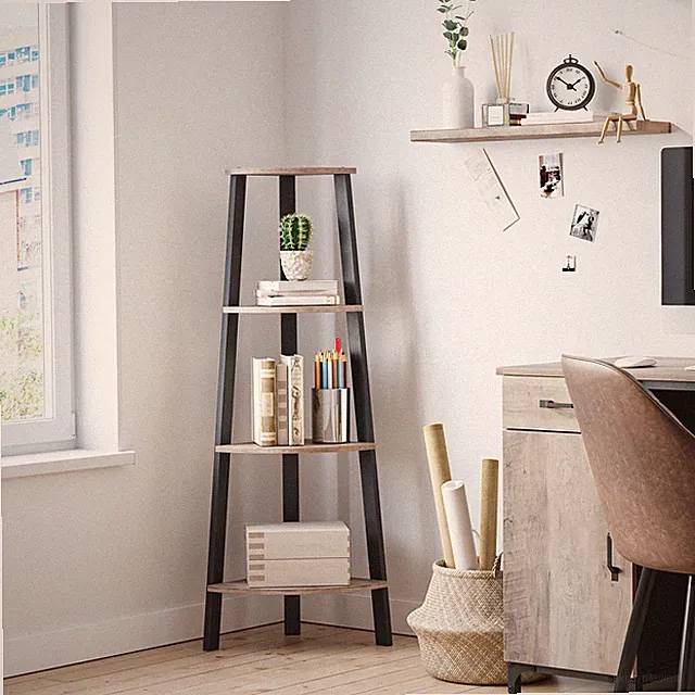 Eckregal Bücherregal 4 Ebenen Blumenregal Leiterregal Standregal125 cm LLS034M01